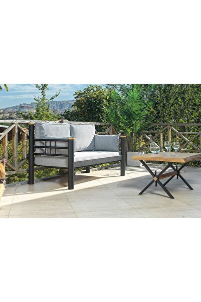 Vivense Kappis Metal Sofa Sedir İkili Koltuk, Füme, 70X140