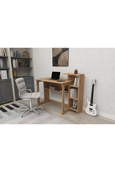 Vivense SAYE KİTAPLIKLI ÇALIŞMA MASASI, ATLANTİK ÇAM, 5 RAFLI