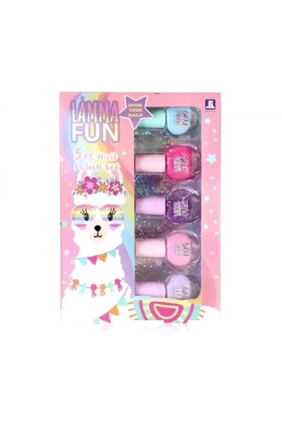 zyra toys Σετ 5 βερνικιών νυχιών με γκλίτερ σε διάφορα χρώματα Lamma Fun