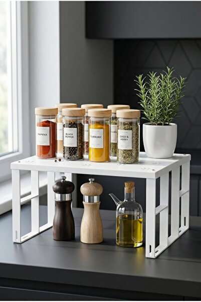 EWs Organizator multifuncțional din metal alb pentru rafturi și dulapuri de b...