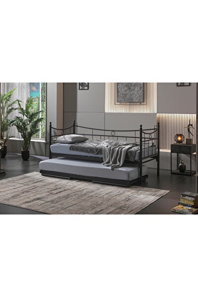 Vivense Daily Daybed Metal Yavrulu Karyola, Siyah, 90X200