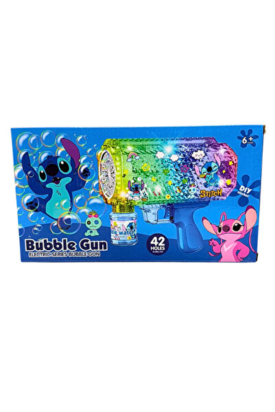Toy Water Blaster Automat Baloane de Sapun Stitch cu 42 Orificii, Include Sol...