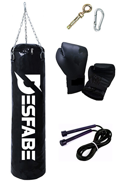 desfabe Boxing Star 70x25 Cm Zincirli Boks Kum Torbası Siyah+Askı Aparatı+Bok...