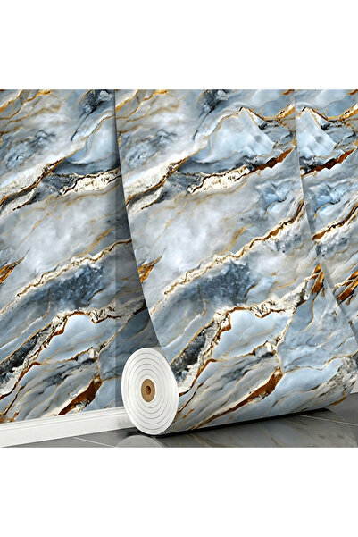 Teno ® Rolă de tapet 3D cu marmură, autoadeziv, impermeabil, 3×1,2 m, albastr...