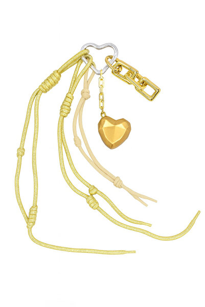 E MODA Ornament de geantă de lux și breloc cu design complet auriu, inimă geo...