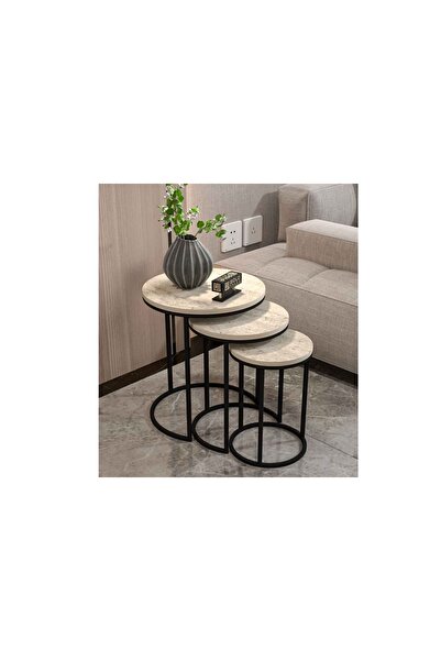 Vivense Cool Sehpa Takımı, Traverten