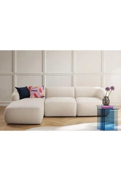 Vivense Mila Keten Köşe Koltuk, Sol Köşe, Kırık Beyaz