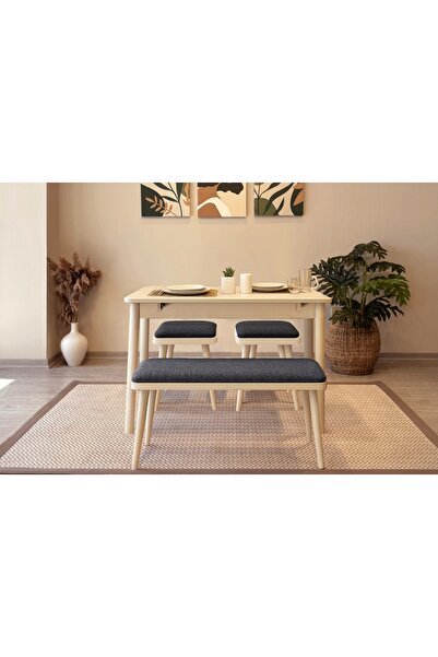 Vivense VİNA MİNİ AÇILIR MUTFAK MASA TAKIMI, KREM ANTRASİT