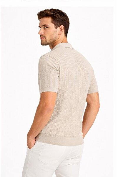 Cazador Muška polo majica Sa deznom pletenina T-shirt 34215 kamen