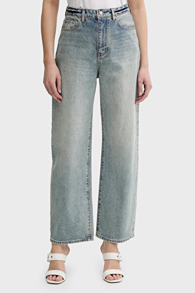 Armani Exchange Cotton Lu Relaxed Fit High Waist Straight Leg Jeans Jeans Pan...