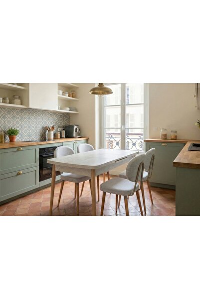 Vivense VİLİNZE MUTFAK MASA TAKIMI, GOLF TRAVERTEN, 70X120 CM