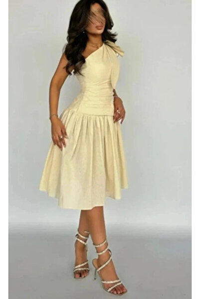 QUEEN فستان ناعم ميدي شانطون كسرات