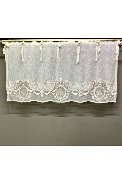 CASA NATURALE Farbela Embroidered Panel Curtain on the Linen Thread Count Fab...
