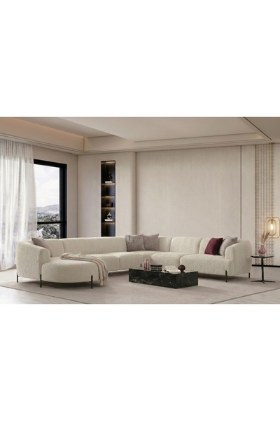 Vivense Armoni Large Köşe Koltuk, Beyaz, Sol