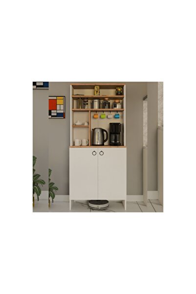 Vivense İNTERGO KAHVE KÖŞESİ İKİ KAPAKLI ÇOK AMAÇLI DOLAP, BEYAZ