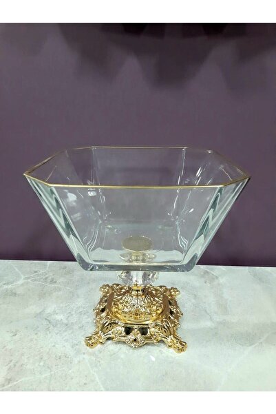 alfafe home وعاء زجاجي مذهّب من Avangard Gold Cast مع حامل عرض رائع