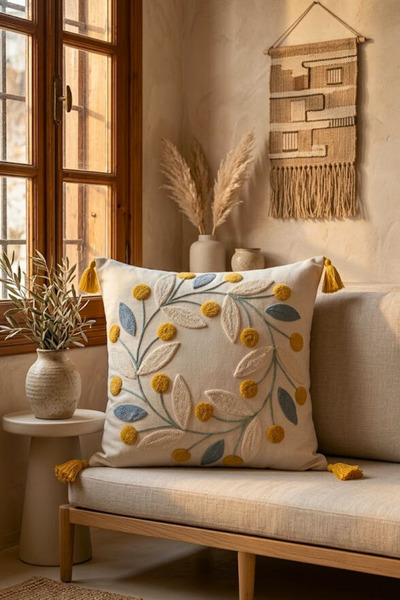 Valmia Home Set de bumbac 100% coronițe Buldan cu flori și frunze D cu model ...