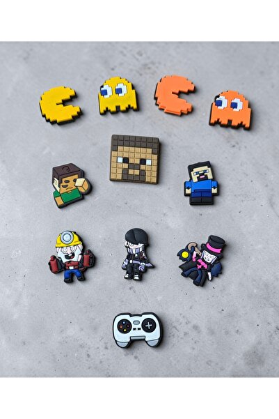 Buki'nin Atölyesi Jibbitz Terlik Süsü 11 li set Minecraft Bralw Star Pekmen O...