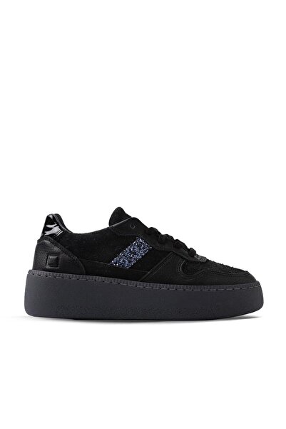 D.A.T.E. Hakiki Deri Spor Kadın Ayakkabı z625 SIYAH+SIYAH SUED (Black+Black S...