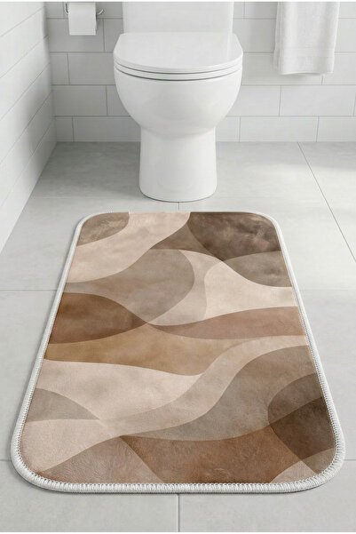 Zevahir Home Klozet Önü Banyo Paspası Kaymaz Tabanlı Ayak Paspası 60x40 Moder...