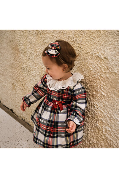 Coolimino فستان أحمر للأطفال البنات مكون من قماش منقش قطع