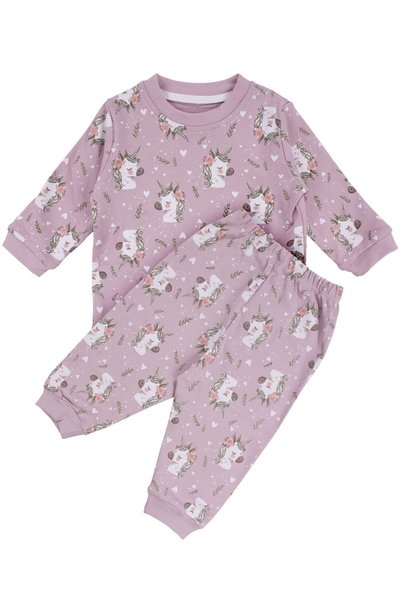 bebegen Kız Bebek Mor Unicorn Baskılı Pijama Takımı