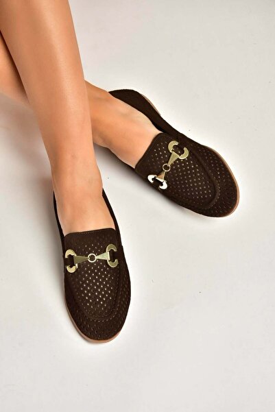 Fox Shoes Y291262402 Maro piele întoarsă detaliu la cataramă Femei balerini