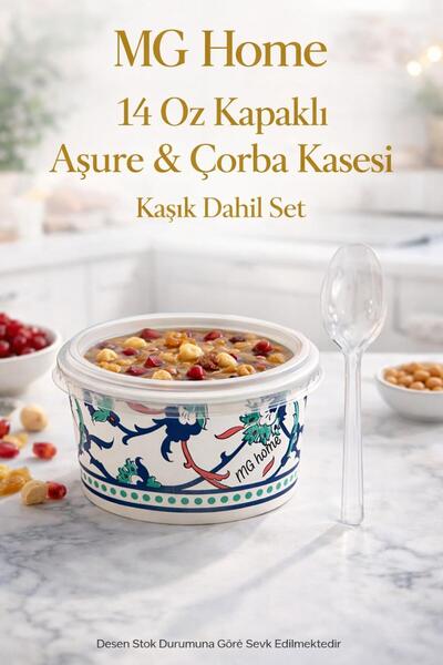 VENON KAŞIK DAHİL❤️ 25 Takım 👩🏻‍🍳 14 Oz Karton Kağıt Aşure Çorba Tatlı Yem...
