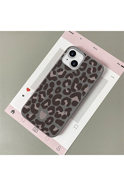 CASEVIBE iPhone 14 Plus/15 Plus Uyumlu Şık leopar desenli, deri dokulu telefo...
