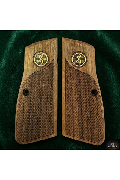 BELMARGRİPS Kabze Browning HP MK3 - Ceviz Ağacı - Pirinç Logo