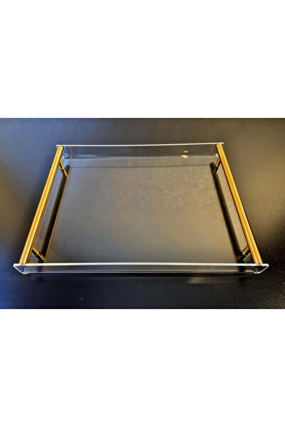 NAYSART GOLD KULPLU PLEKSİ MİSAFİRLİK GÜNLÜK NİŞANLIK ŞIK TEPSİ SÖZ TEPSİSİ