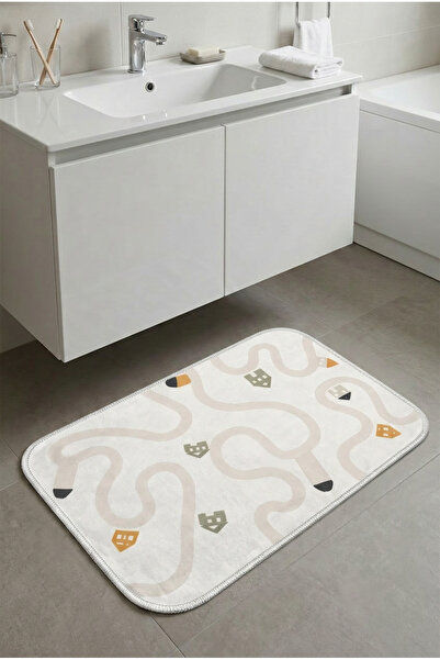 Zevahir Home Lavabo Önü Banyo Paspası Kaymaz Tabanlı Abdest Paspası 60x40 Mod...