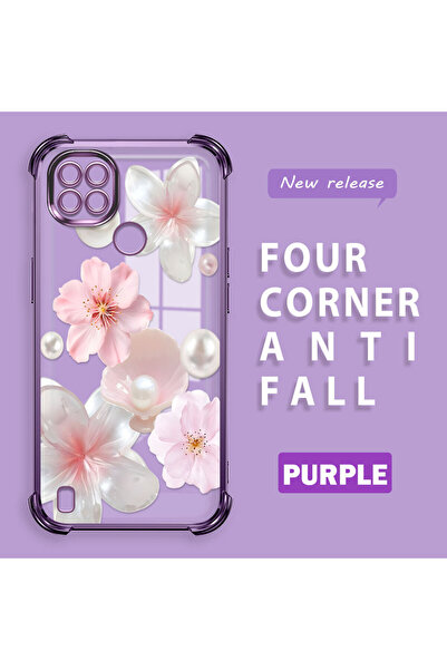 ucuc حافظة ذات حواف لامعة متوافقة مع هاتف Realme C21 مصنوعة من السيليكون الشف...