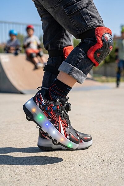 Ayakkabı Fuarı Elit Erkek Çocuk RGB LED Işıklı Çıkarılabilir Tekerlekli PATEN...