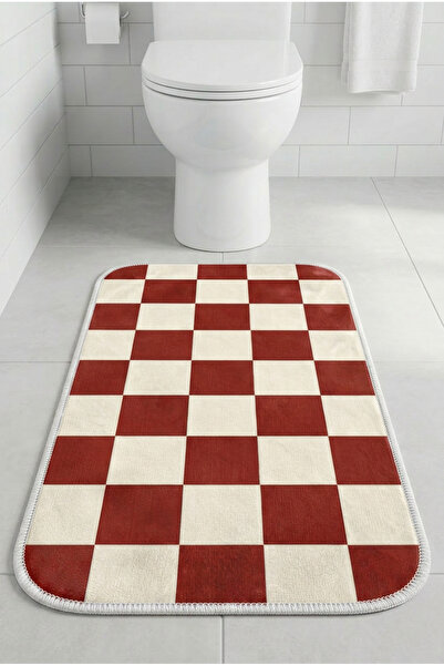 Zevahir Home Klozet Önü Banyo Paspası Kaymaz Tabanlı Ayak Paspası 60x40 Moder...