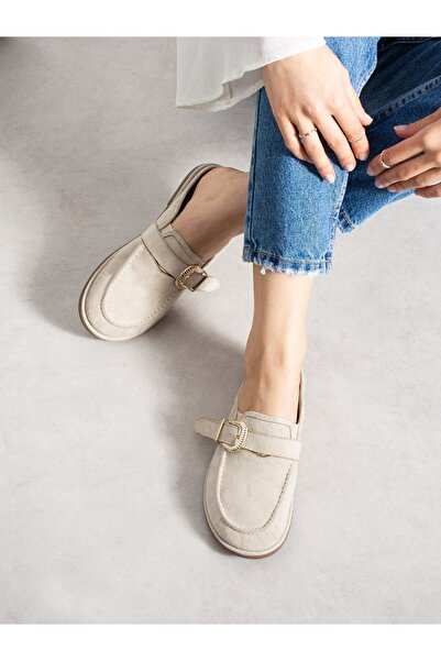 ALEMDAR AYAKKABI Papuci de damă GABRİEL Crem T detaliu la cataramă