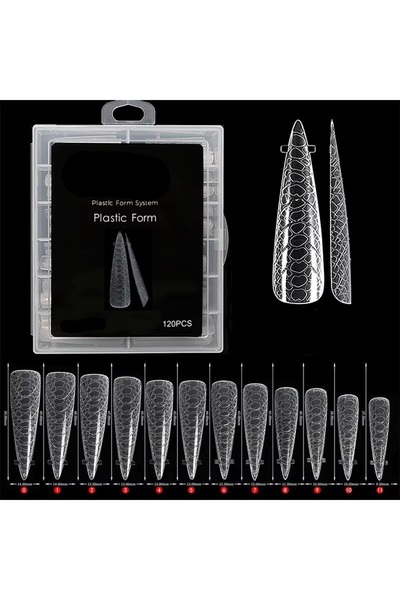 delis Reusable snake skin tips Marquise, TIPS24, Stiletto, 120 pcs