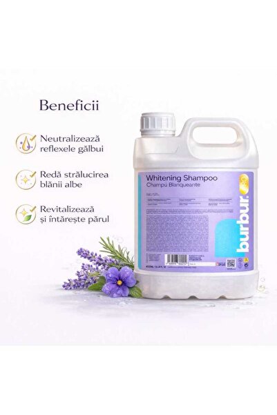 Burbur Pro Șampon SUPER-PREMIUM pentru blană albă pentru câini și pisici 4L