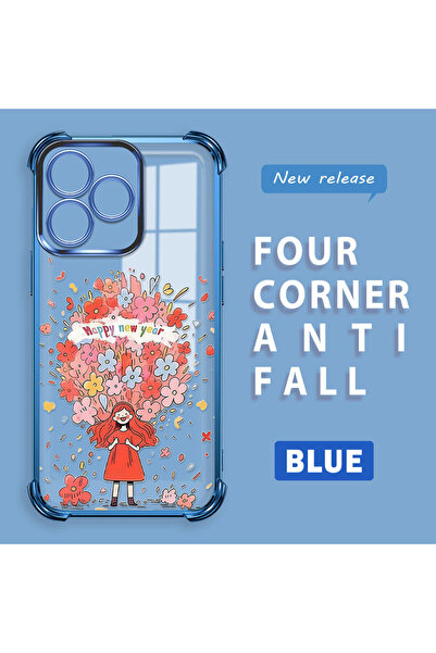 ucuc غطاء حماية شفاف متوافق مع هاتف ريلمي نوت 50، مصنوع من السيليكون بأربعة ز...