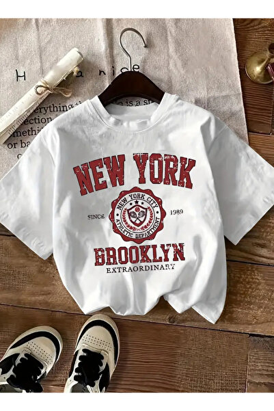 Daxia Girls'/Boys' Printed White Color T-Shirt, Crewneck, Short Sleeves (New ...