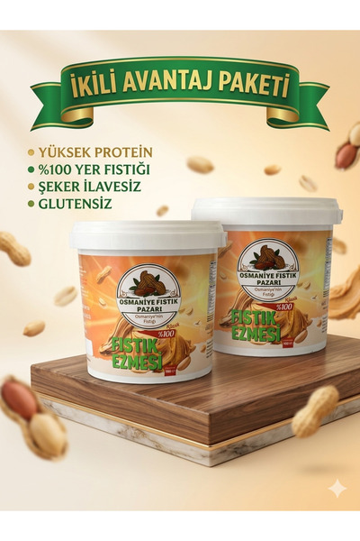 Osmaniye Fıstık Pazarı AVANTAJ PAKET %100 Şekersiz Doğal Yer Fıstığı Ezmesi P...