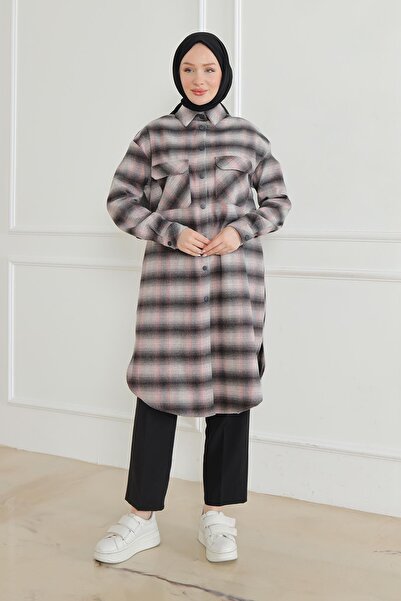 Armine TREND Shirt Collar Snap Fastener Tunic-Grey 24Kt415