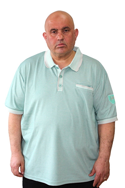 Ramon Miele Men's Plus Size Polo Neck T-Shirt with Embroidery Detail