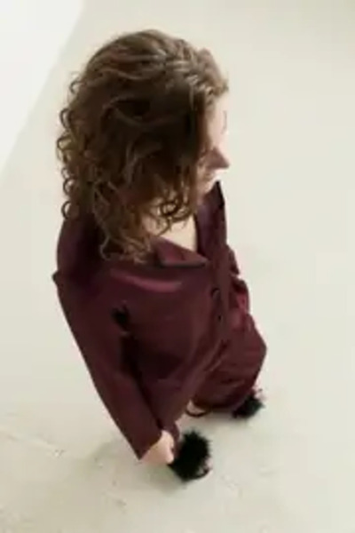 Espuar طقم بيجامة نسائي من الساتان بتفاصيل مزينة بأزرار وأكمام طويلة 455