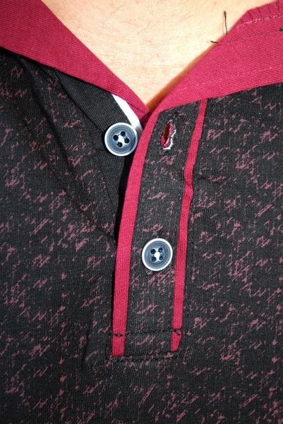 Ramon Miele Men's Large Size Patterned Fabric Polo Collar T-Shirt