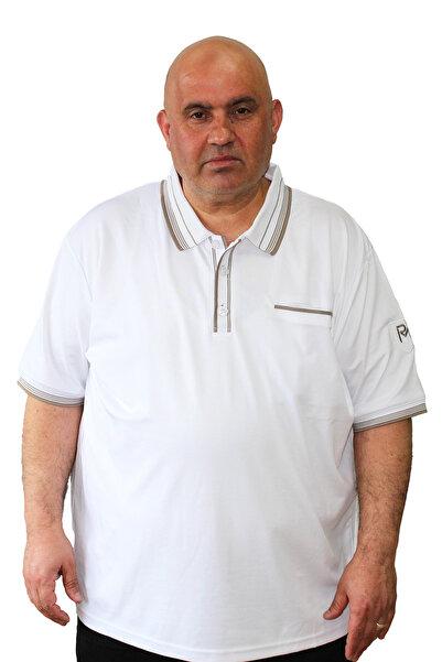 Ramon Miele Men's Plus Size Polo Neck T-Shirt with Embroidery Detail