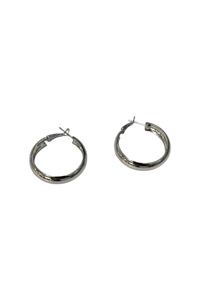 stravis Silver Color Curved Hoop Earrings (3 cm)