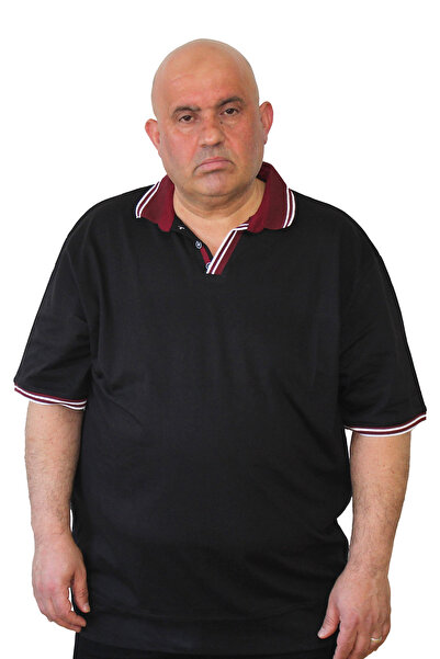 Ramon Miele Men's Plus Size Open Front Polo Collar T-Shirt