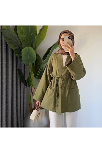 Venora Butik Müslin Kimono (Haki Yeşil) - Ürün Kodu 1001