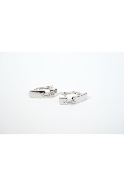 ATELİER TUĞBA Kp284 Elegant Silver Bar Earrings (Length 22 mm)